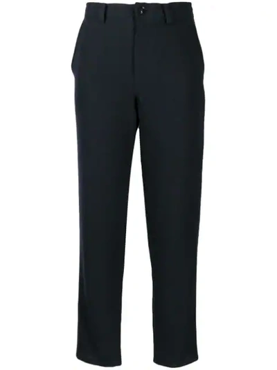 Y's Cropped Slim Fit Trousers In Blue