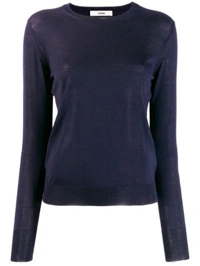 Roberto Collina Round Neck Knitted Top In Blue
