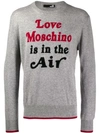 Love Moschino Quote Print Sweater In Grey
