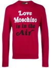 Love Moschino Quote Print Sweater In Red