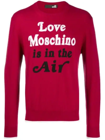 Love Moschino Quote Print Jumper In Red