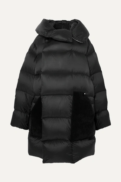 Rick Owens Sisy Oversized Quilted Shell And Suede Down Coat In Black
