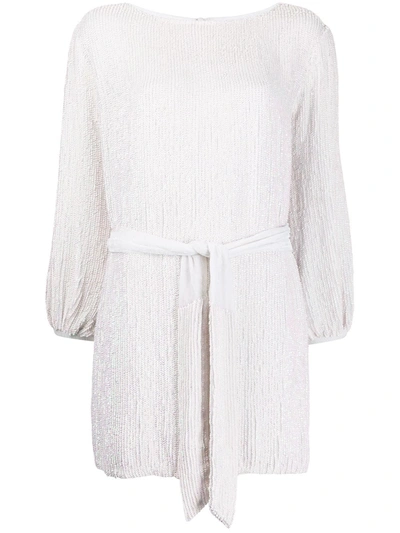 Retroféte Grace Velvet-trimmed Sequined Chiffon Mini Dress In White