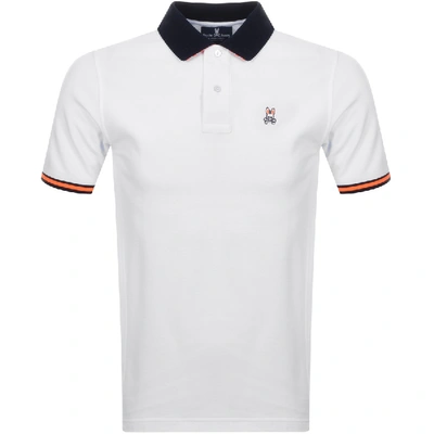 Psycho Bunny Derwent Contrast-trimmed Regular Fit Polo Shirt In White