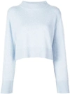 Co Boxy Cashmere Crop Sweater In Blue