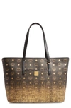 Mcm Medium Graduation Visetos Coated Canvas Shopper In Gold