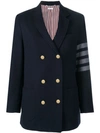 Thom Browne 4-bar Navy Jacquard Sack Jacket In Blue