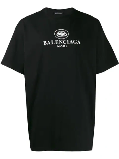Balenciaga Mode Logo Cotton Jersey T-shirt In Black