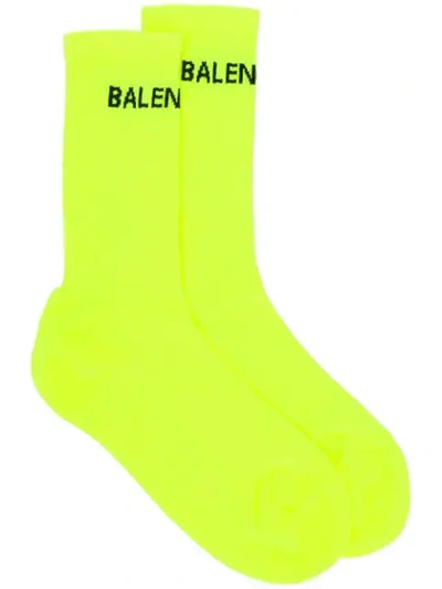 Balenciaga Fluo Tennis Socks In Lemon Black