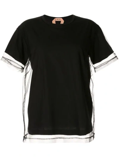 N°21 T-shirt In Black Fabric In Nero