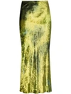 Collina Strada Velvet Tie-dye Midi Skirt In Green