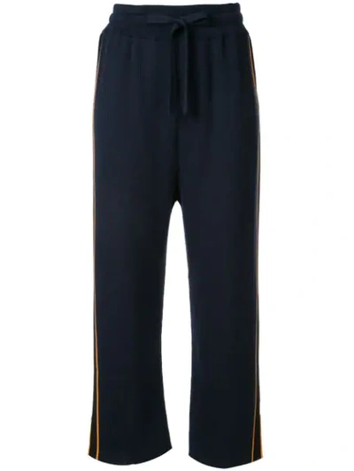 Y's Side Stripe Track Trousers In Blue