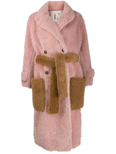 L'autre Chose Oversized Faux-fur Coat In Pink