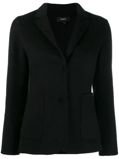Theory Single-breasted Fitted Blazer In Black