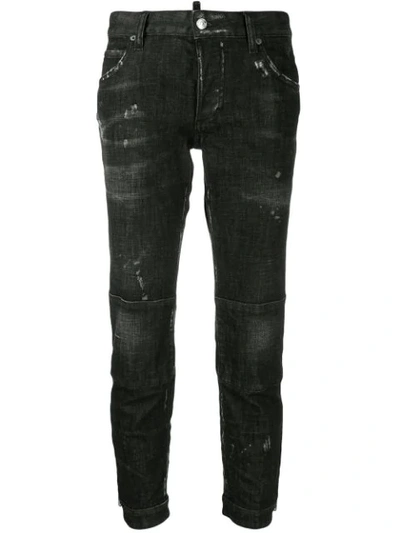 Dsquared2 Low Rise Scuffed Skinny Jeans In Black