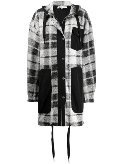 Mcq By Alexander Mcqueen Plaid Hooded Coat In Black