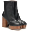 Maison Margiela Tabi Leather Platform Ankle Boots In Black