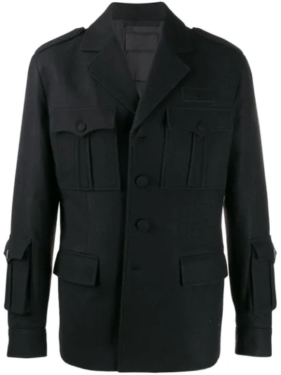 Prada Wool Multiple Pocket Jacket In Black