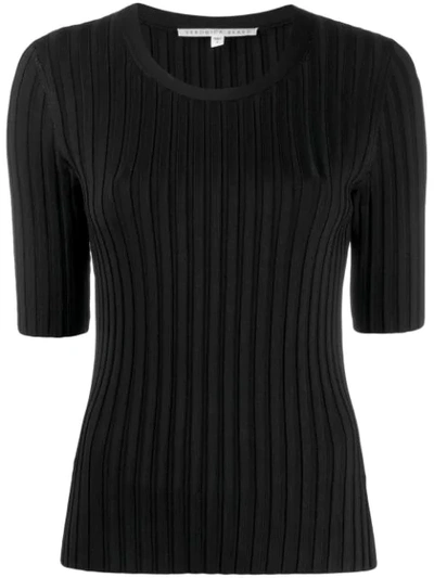 Veronica Beard Short-sleeve Fitted Sweater In Black