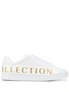 Versace Logo Print Lace Up Sneakers In White