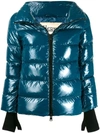 Herno Glove Detail Puffer Jacket In Blue