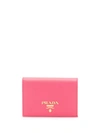 Prada Logo Plaque Wallet In Pink