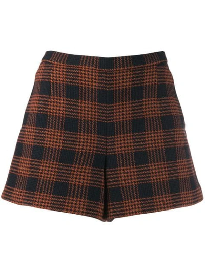 Red Valentino Plaid Cotton & Wool Blend Shorts In Blue
