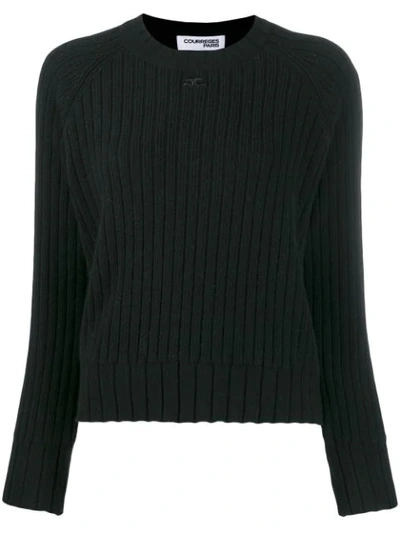 Courrèges Chunky Knit Jumper In Black
