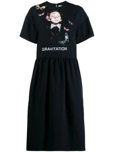 Valentino Gravitation-print Jersey Dress In Black