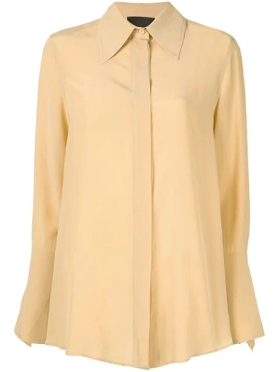 Erika Cavallini Colomba Long Sleeve Silk Shirt In Yellow