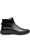 Prada Black Brushed Leather Ankle Boots