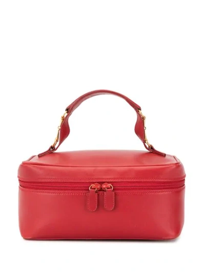 Pre-owned Gucci Horsebit Details Cosmetic Bag In Red