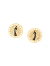 Pre-owned Chanel Cc Logos Button Earrings In Gold