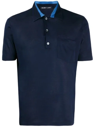 Pre-owned Helmut Lang Collar Detail Polo Shirt In Blue