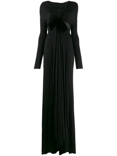 Pre-owned Gianfranco Ferre 1990's Bow Detail Gathered Gown In Black