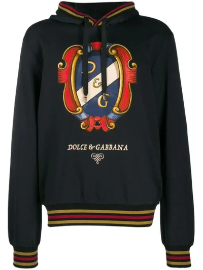 Dolce & Gabbana Printed Logo Hoodie In Black
