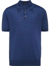 Prada Knitted Polo Shirt In Blau