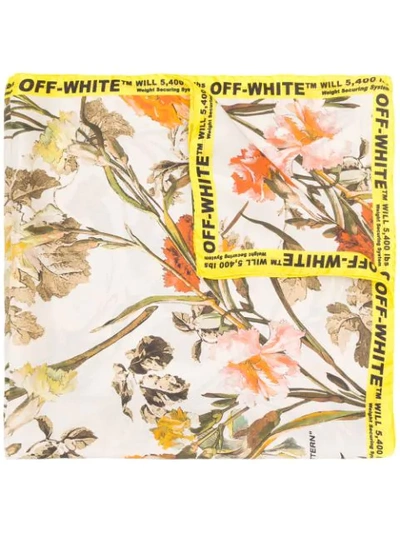 Off-white Floral Logo-border Scarf In White