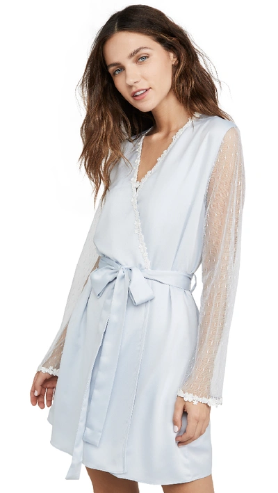 Flora Nikrooz Showstopper Charmeuse Lace Robe In Artic Ice