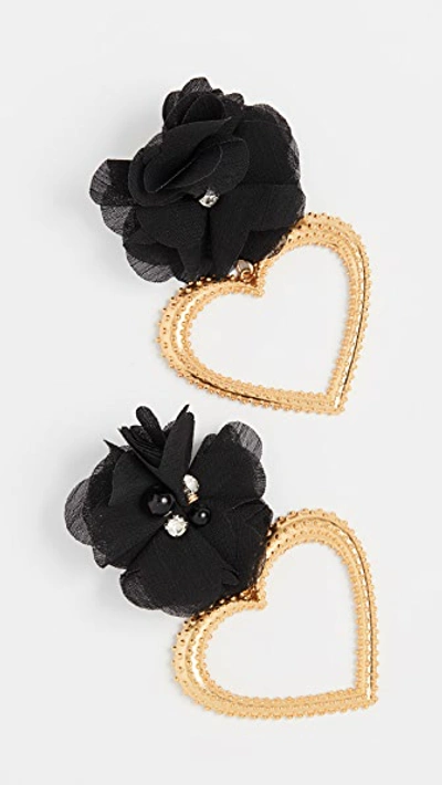 Mallarino Margot Gold-tone, Crystal And Silk Earrings In Black