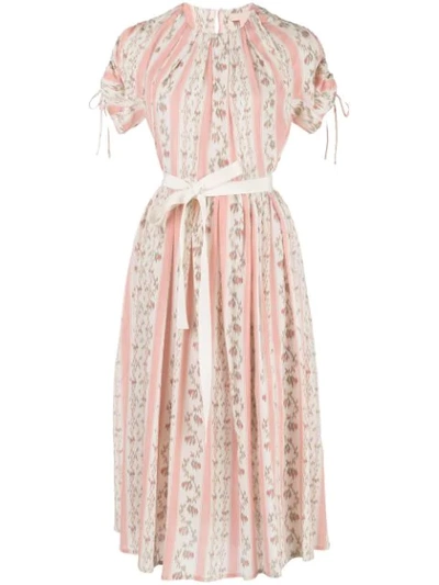 Brock Collection Belted Floral-print Silk-georgette Dress In Pink