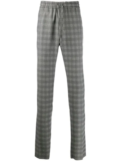 Versace Drawstring Plaid Trousers In Black