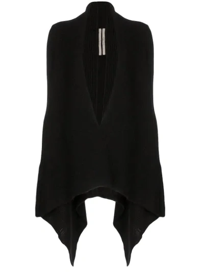 Rick Owens Draped-side Knitted Cardigan In Black