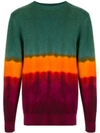 The Elder Statesman Tie-dye Cashmere Crewneck Jumper In Green