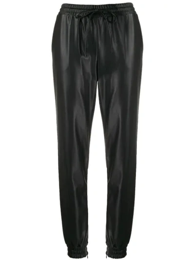 Michael Michael Kors Faux-leather Jogger Pants In Black