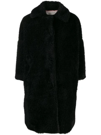 L'autre Chose Oversized Faux-fur Coat In U999 Black