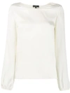 Theory Long-sleeve Shift Blouse In Neutrals