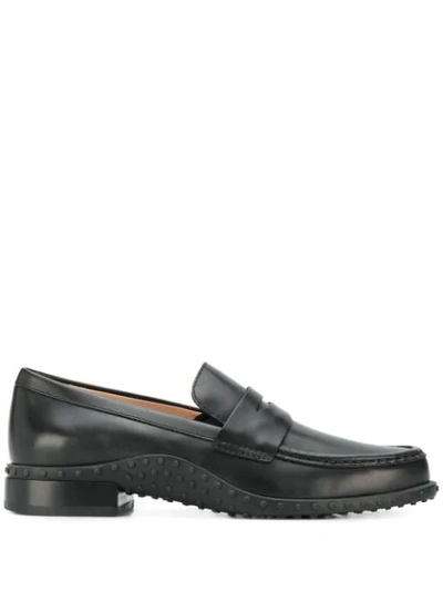 Tod's Ridged Panel Loafers In Black