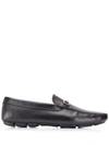 Prada Driver New Buckle Loafers In Navy Blue