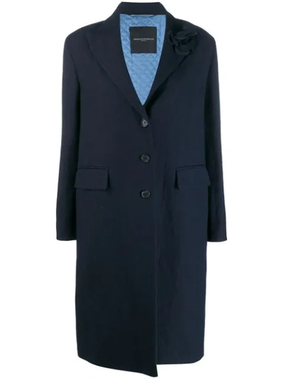 Ermanno Scervino Textured Single-breasted Coat In Blue